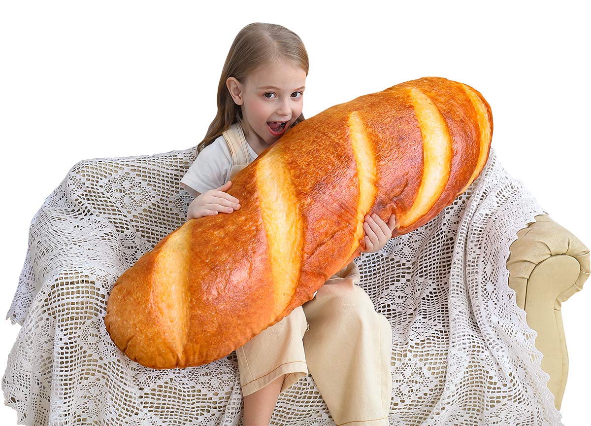 Wepop bread shape pillow close-up, vivid color and plush texture for cozy decor.
