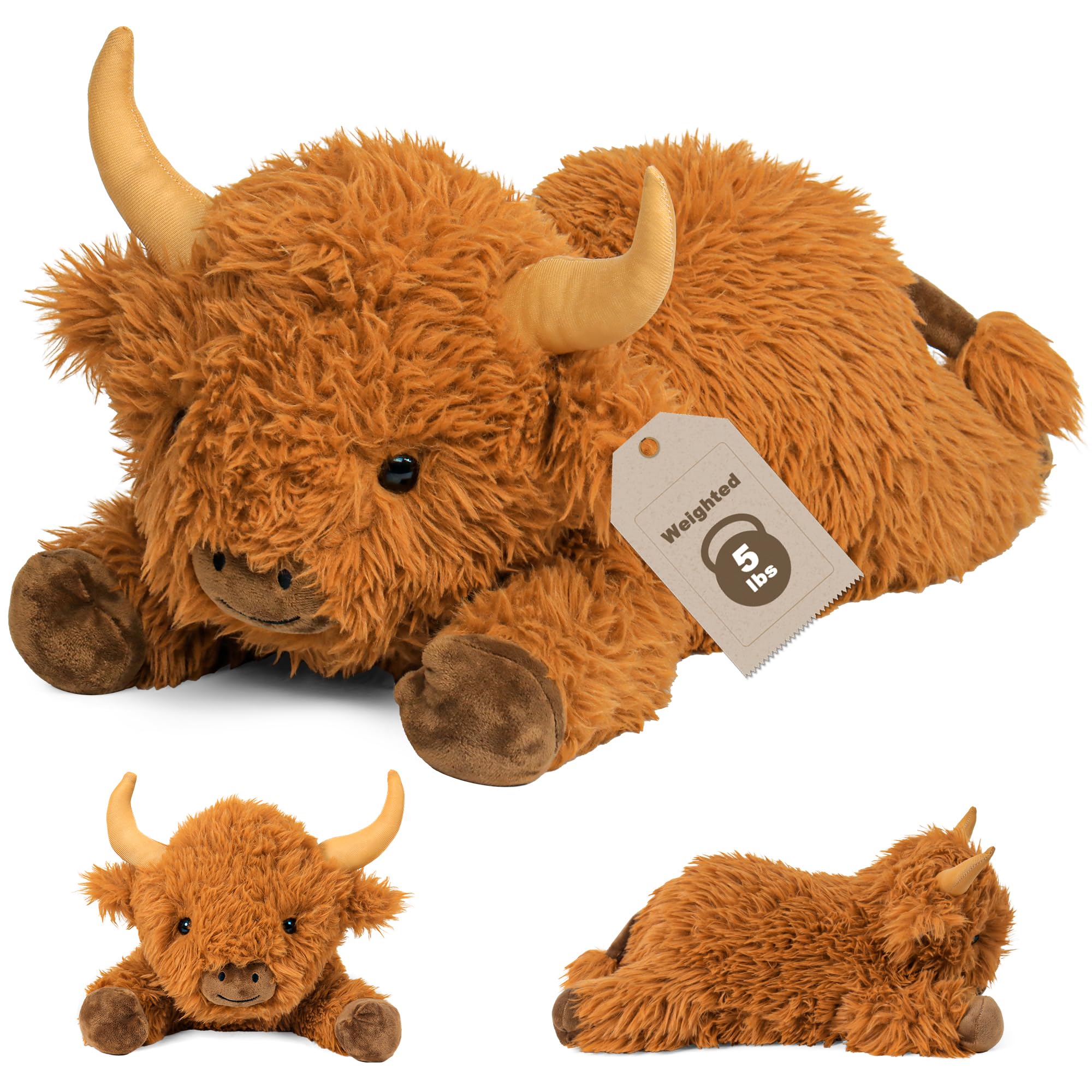 Wepop Highland Cow weighted plush front view for a cozy hug