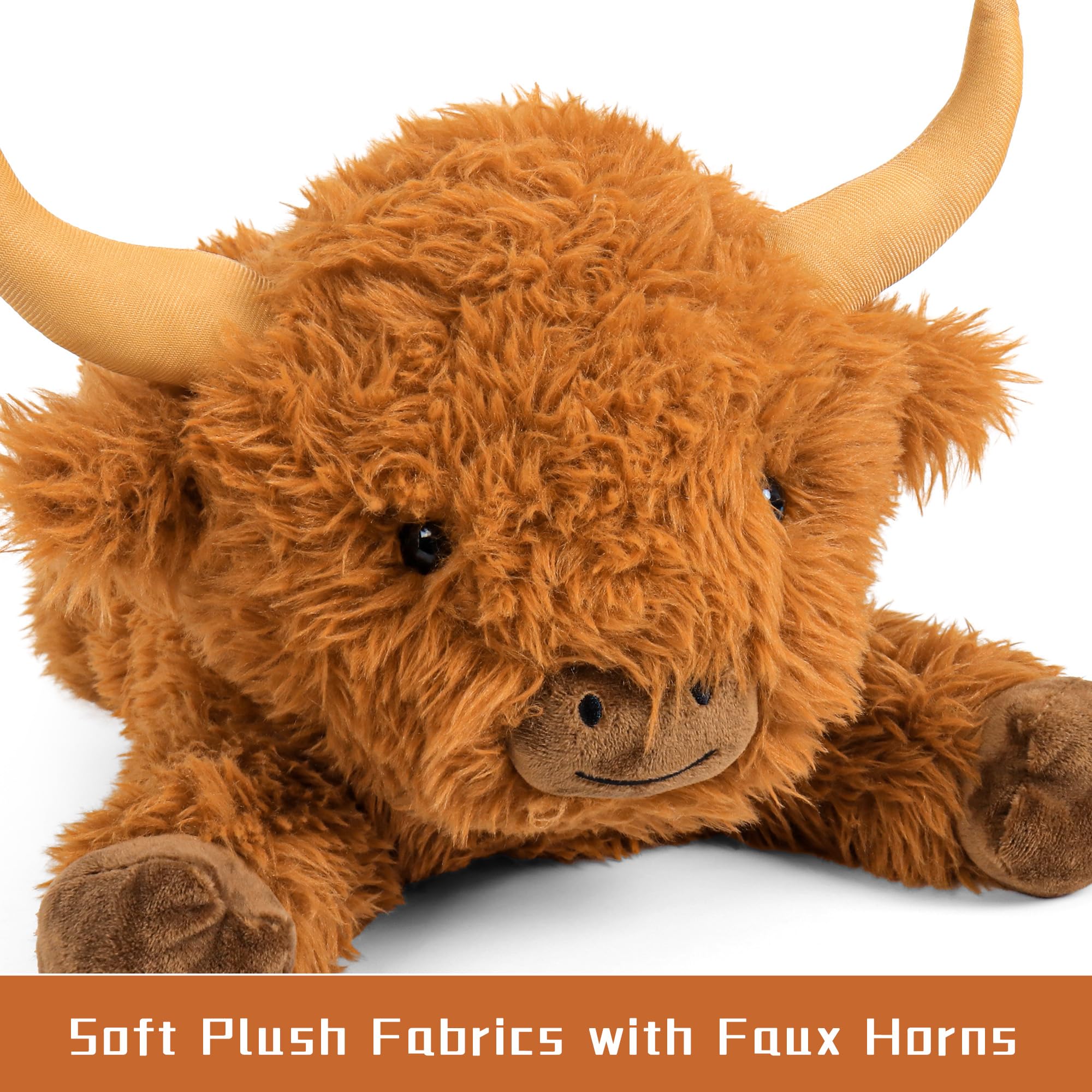 Wepop Highland Cow weighted plush horn detail for an authentic look