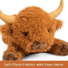 Wepop Highland Cow weighted plush horn detail for an authentic look