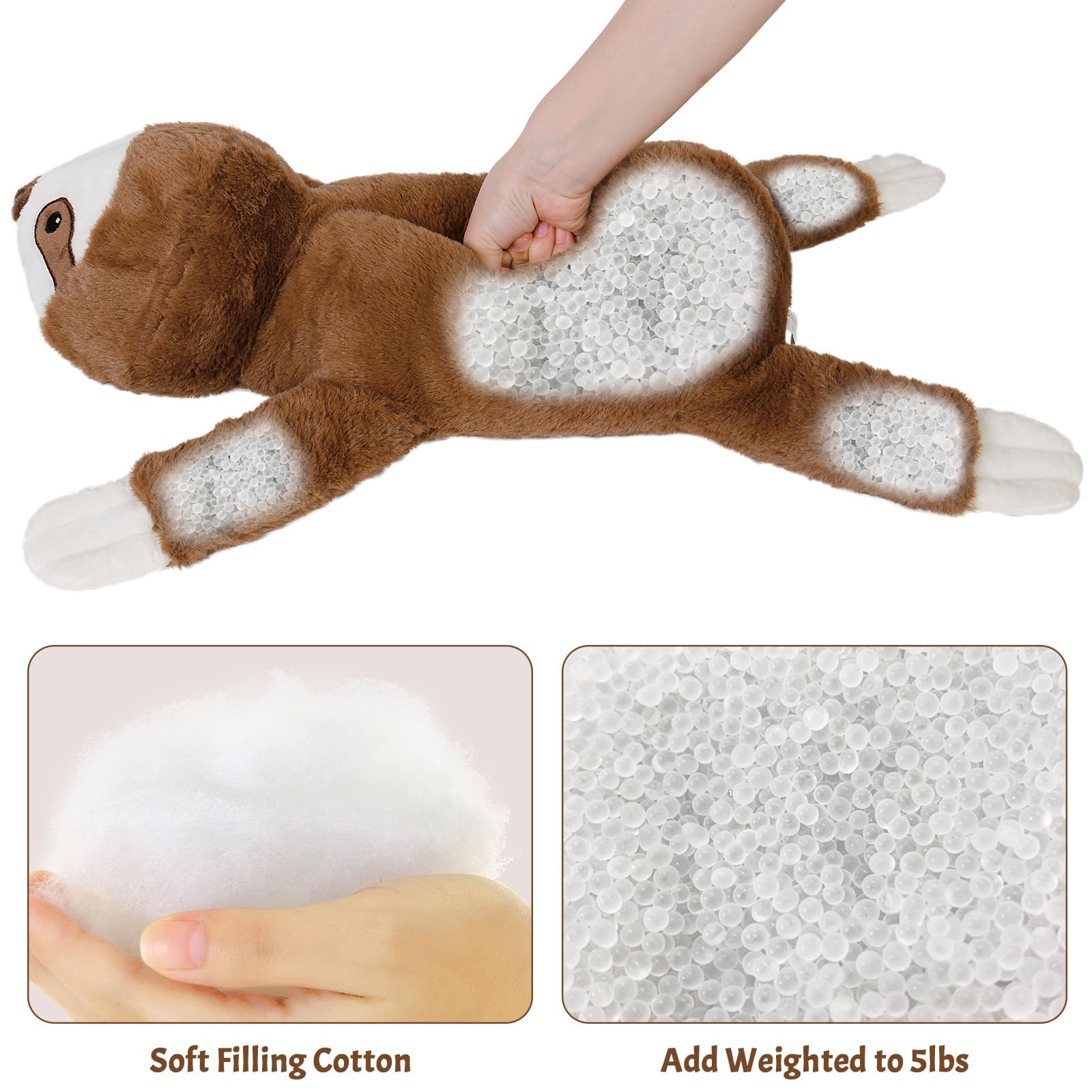 Soft plush PP cotton material of Wepop Sloth for a plush touch