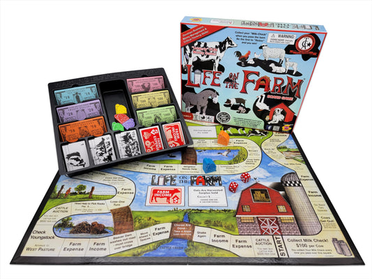 Life on the Farm family playing scene encourages teamwork and learning.