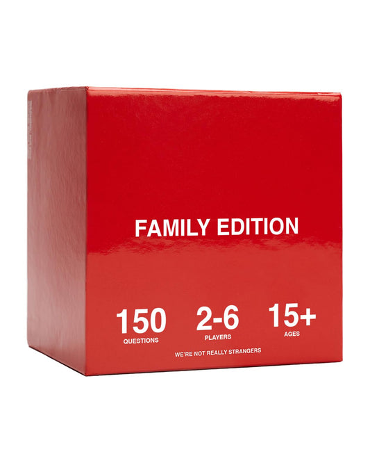 WE'RE NOT REALLY STRANGERS Family Edition cards on table spark meaningful conversation