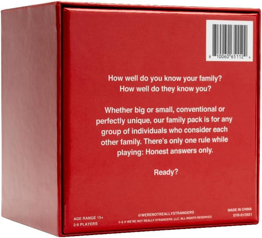 WE'RE NOT REALLY STRANGERS Family Edition Level 1 Perception prompts on table