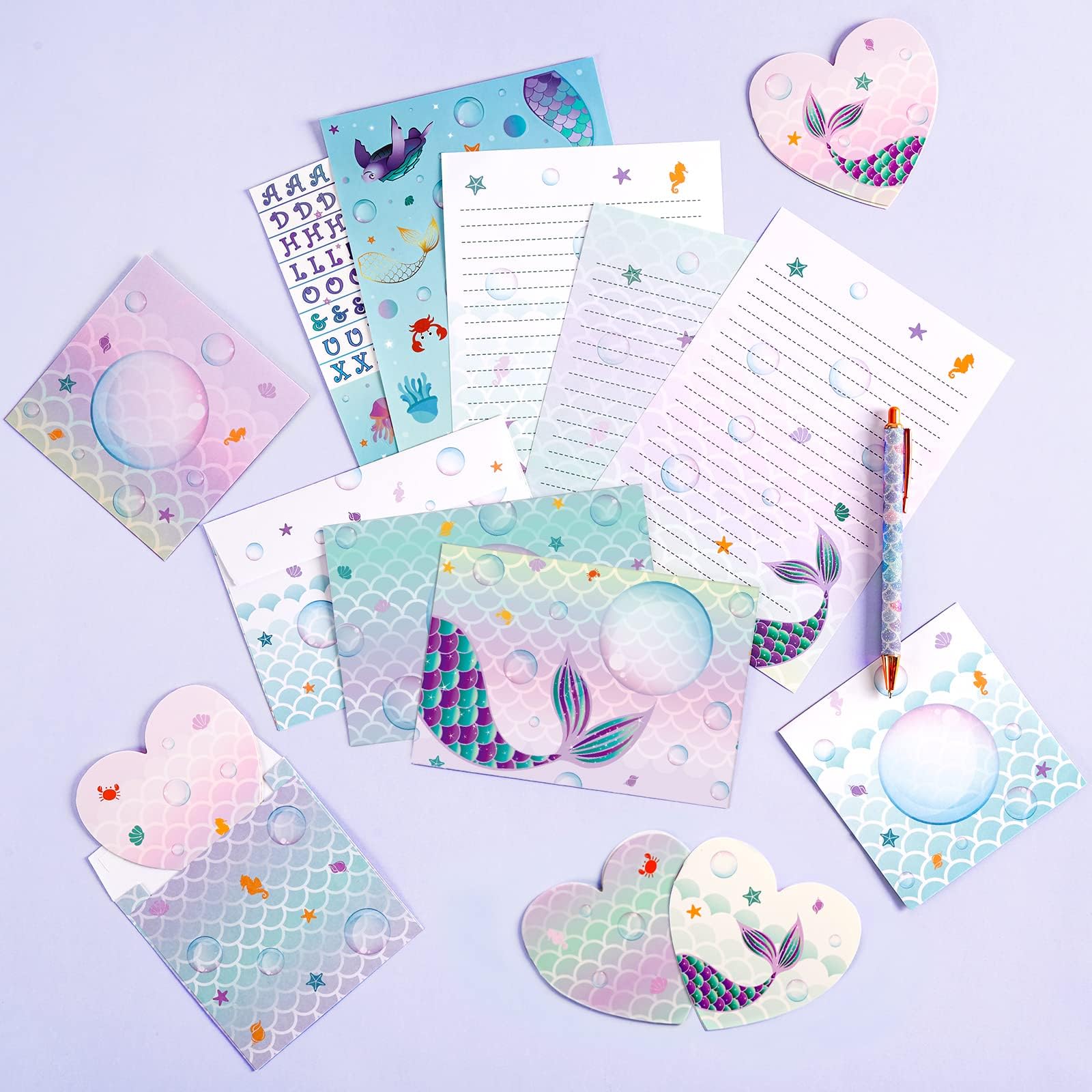 WERNNSAI Mermaid writing sheets provide smooth handwriting for invitations.