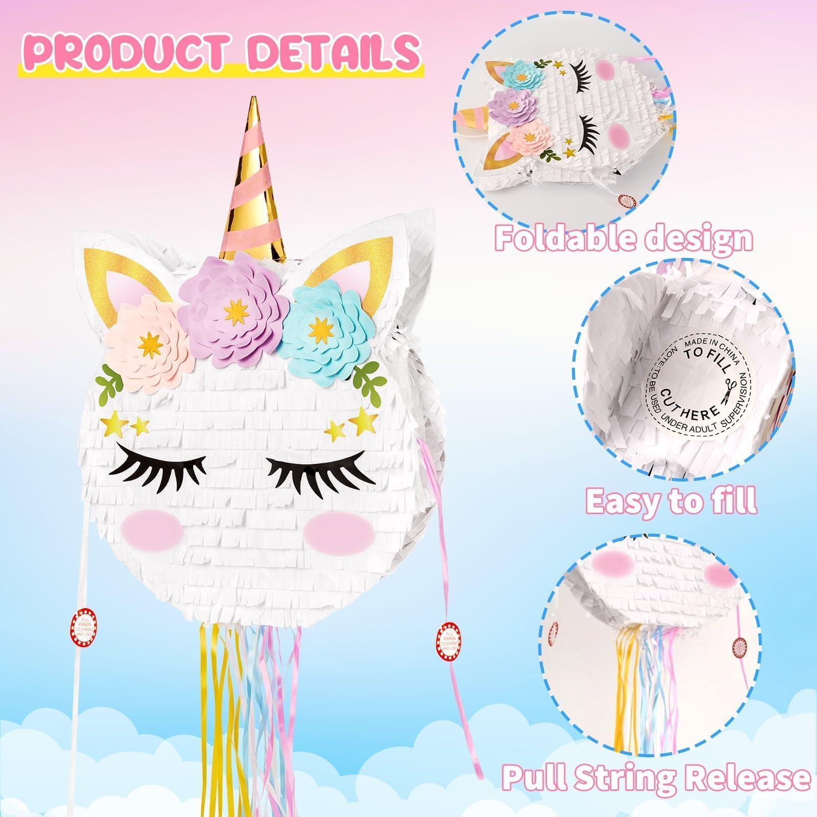 WERNNSAI pinata set includes blindfold, bat, and stickers