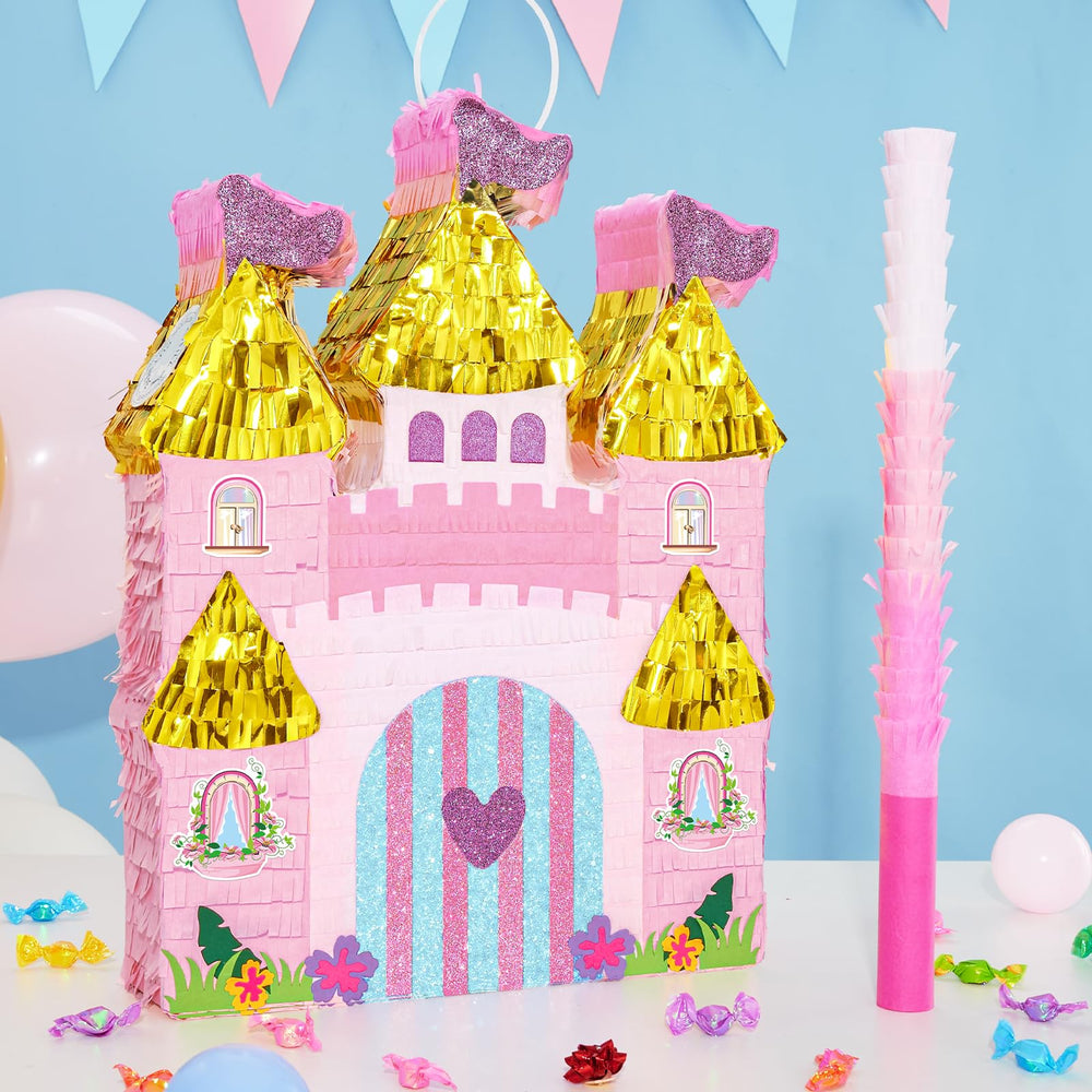 WERNNSAI Princess Castle Piñata side view showing vibrant turrets