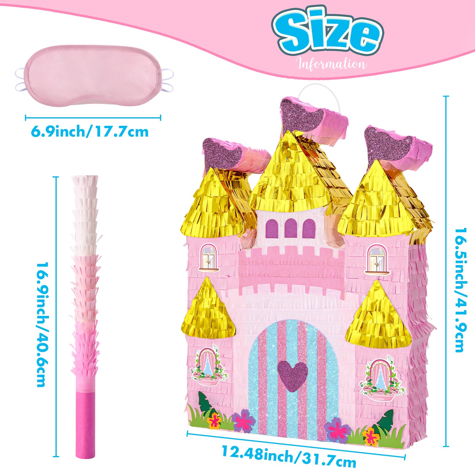 WERNNSAI Princess Castle Piñata top hole for easy filling