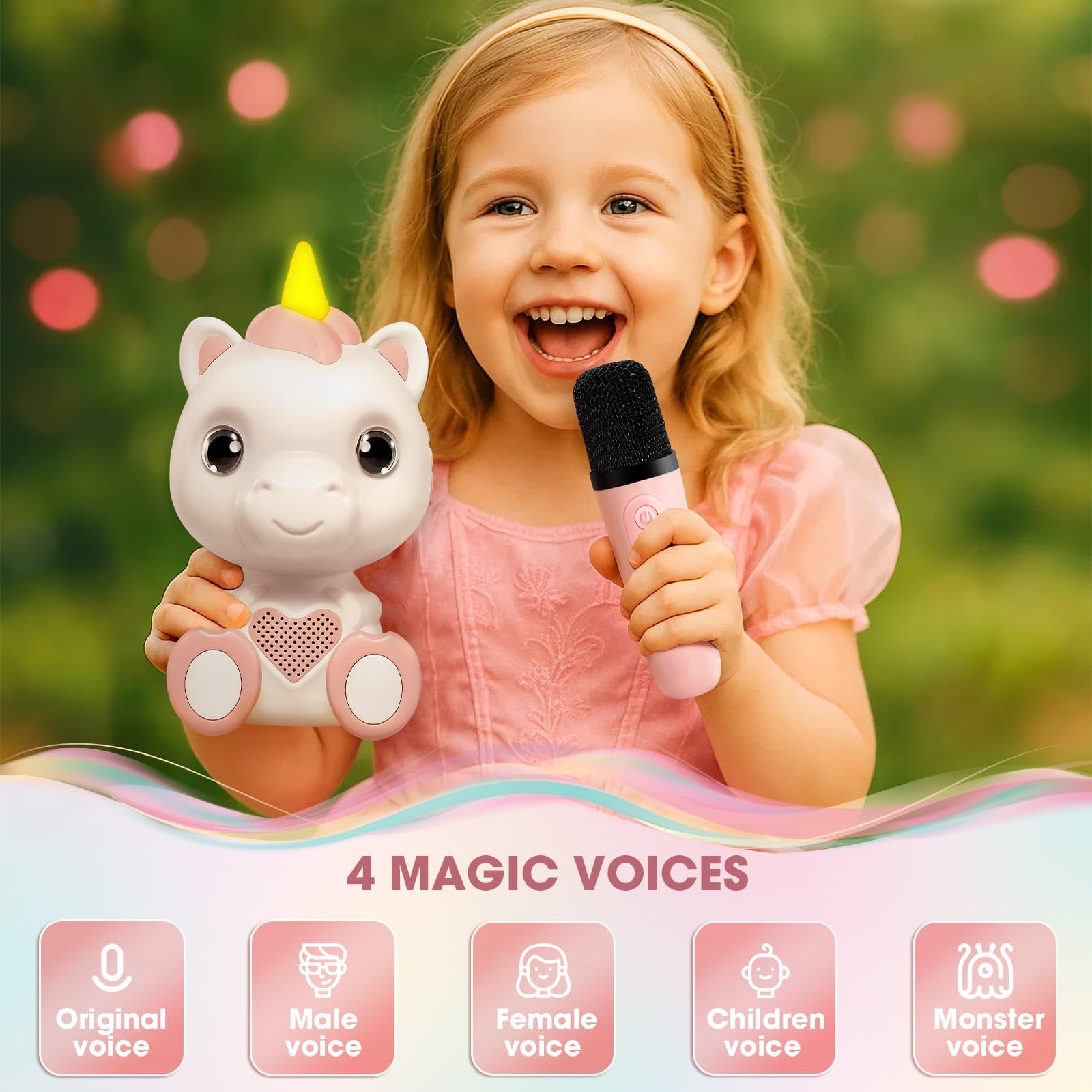 WERNNSAI unicorn mini karaoke packaging box showing gift-ready unicorn toy.