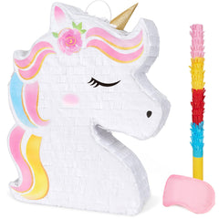 WERNNSAI Unicorn Piñata close-up shows vibrant stickers for a festive party.