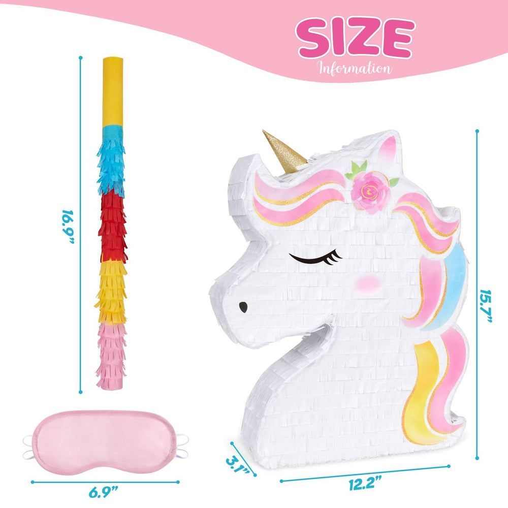 WERNNSAI Unicorn Piñata thick corrugated paper highlights durable construction.