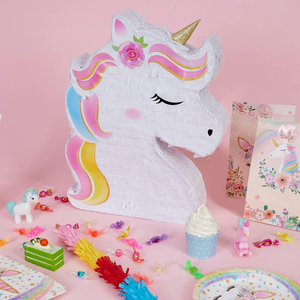 WERNNSAI Unicorn Piñata hanging loop demonstrates quick setup for celebrations.