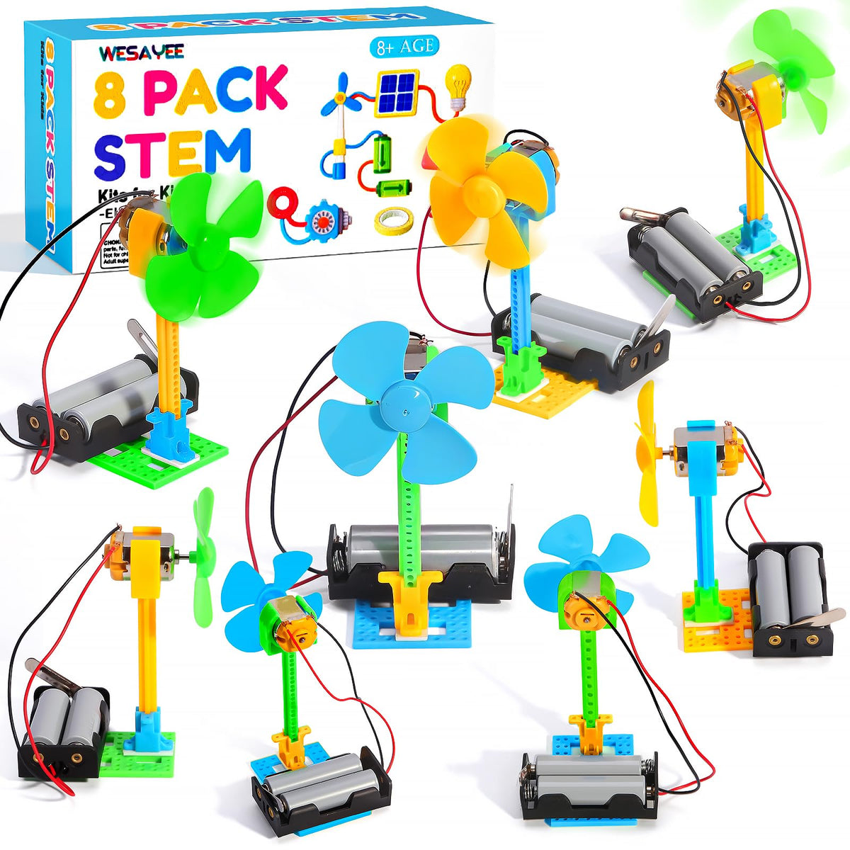 WESAYEE bulk STEM kits with eight fans spark independent circuit exploration.