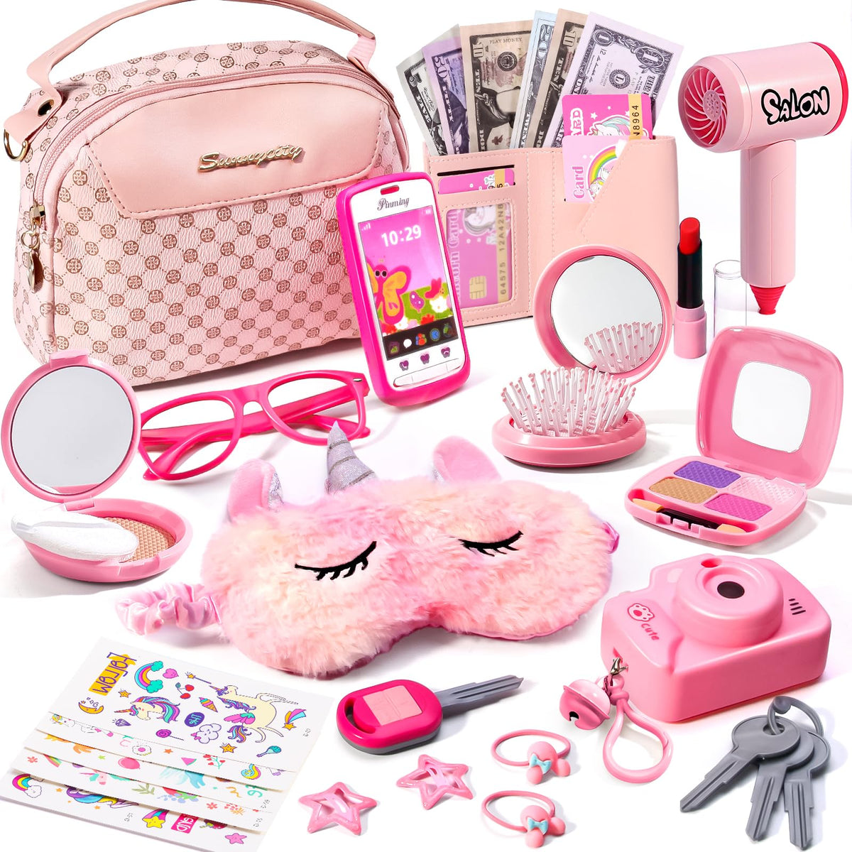 WESAYEE little girl purse with accessories for imaginative playtime