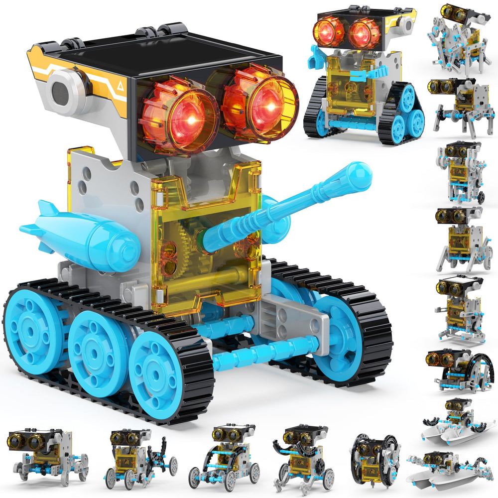 Wesfuner 30-in-1 solar robot kit showing solar panel in action for renewable energy learning.