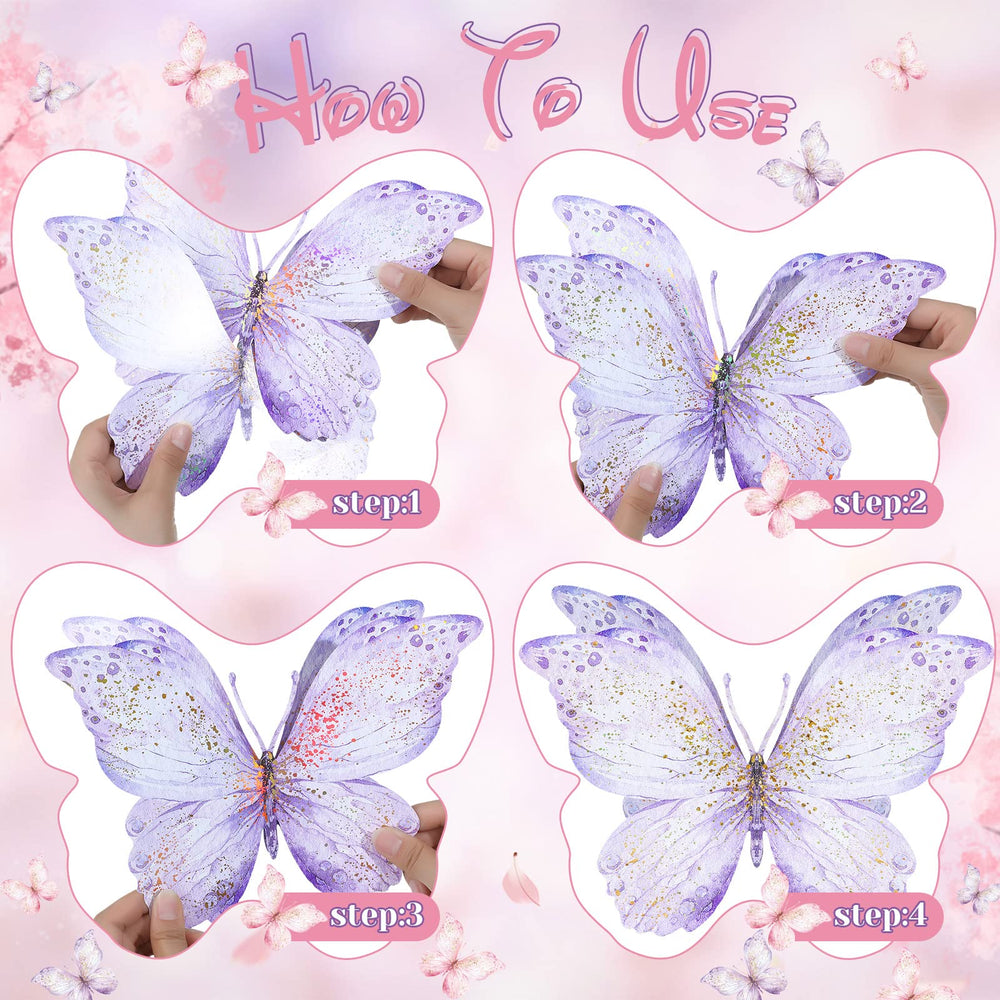 Wesiti pink purple butterfly toppers with simple 2-piece assembly