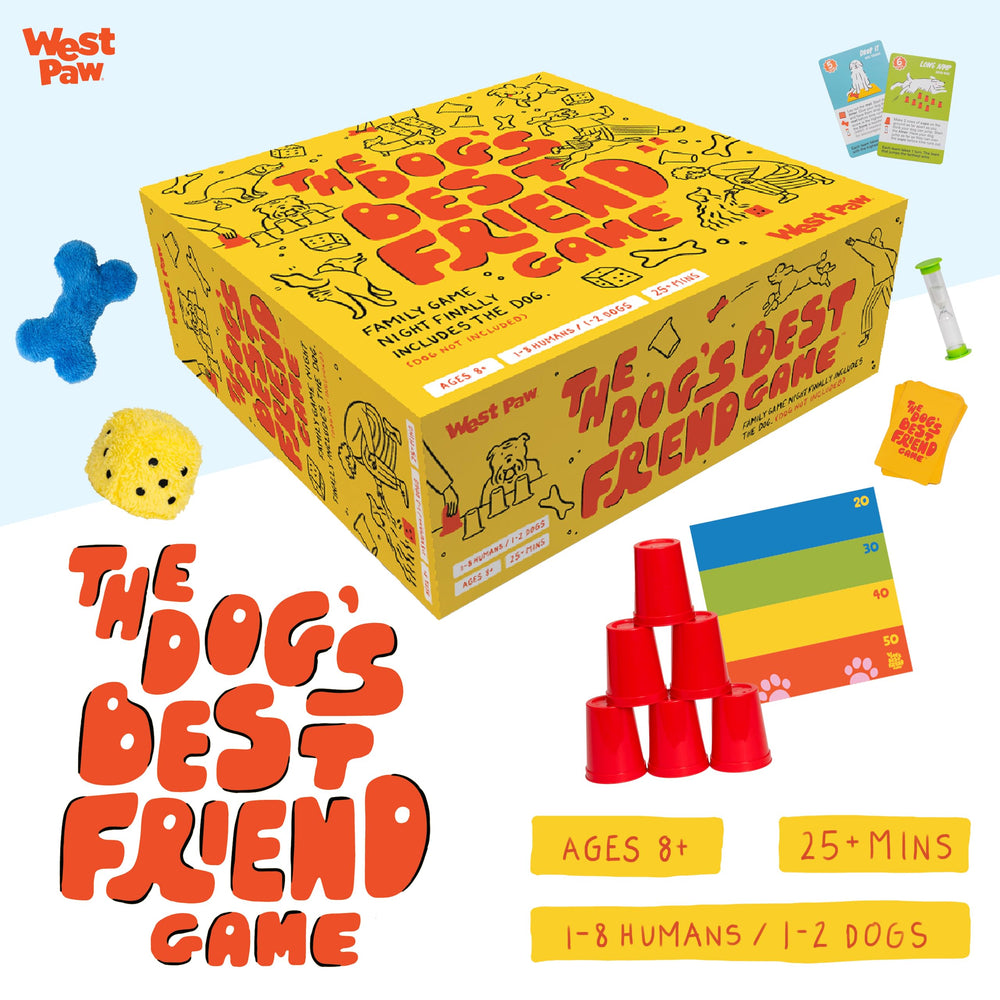 WEST PAW Dog's Best Friend Game family night setup shows inclusive fun for kids and dogs