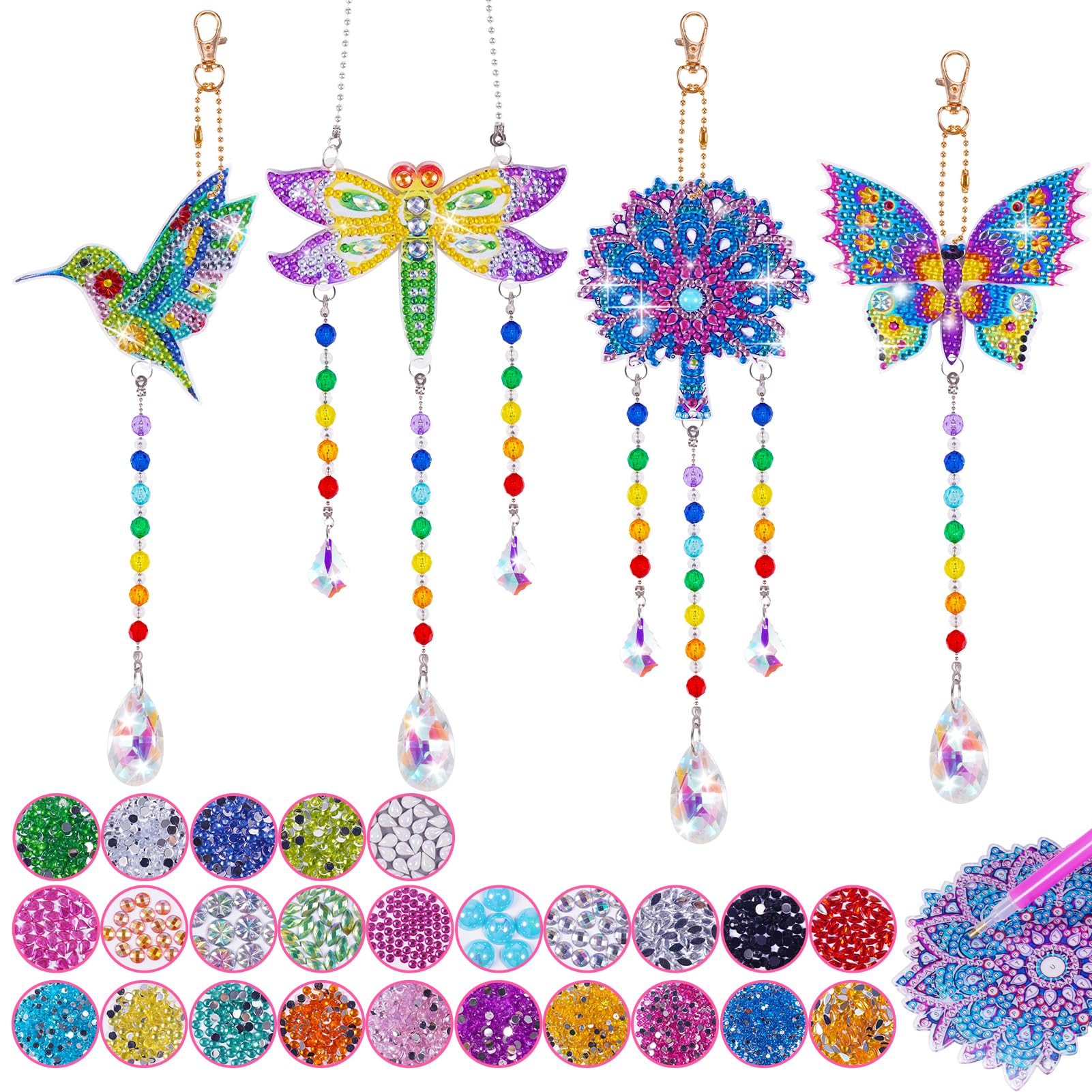 WethCorp diamond wind chime bird design sparkling outdoors