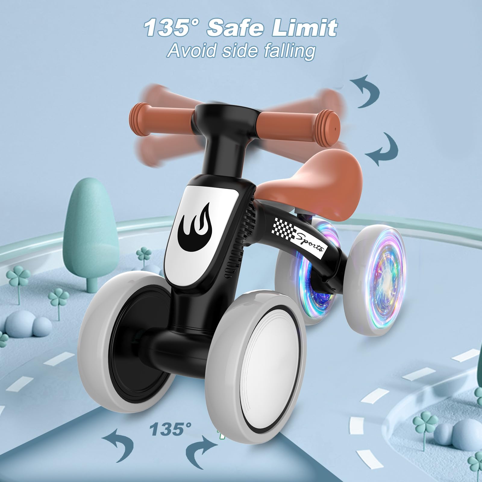 WETIFY 135-degree steering limit helps prevent side falls during play