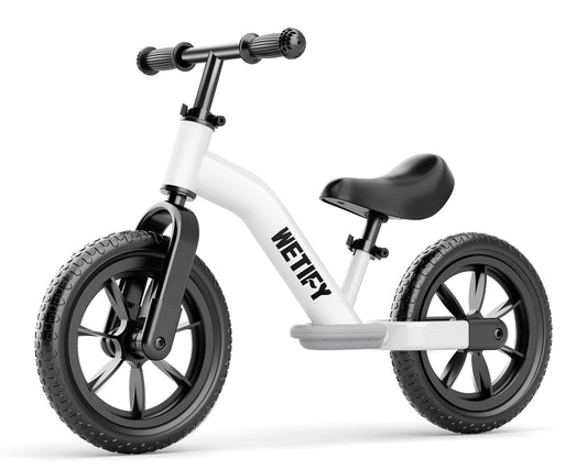 Wetify Balance Bike front view shows a sturdy magnesium frame for stability on outdoor play.