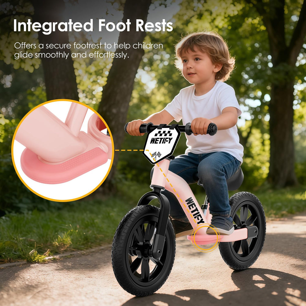 WETIFY Balance Bike pink handlebar adjustment enables quick growth fit.