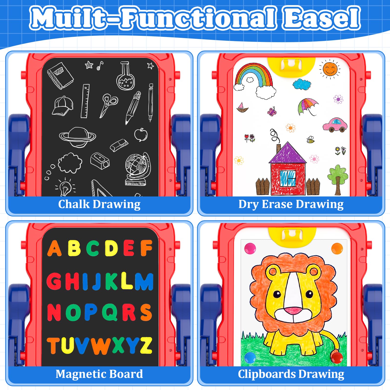 Weudear adjustable-height easel stays stable for growing children.