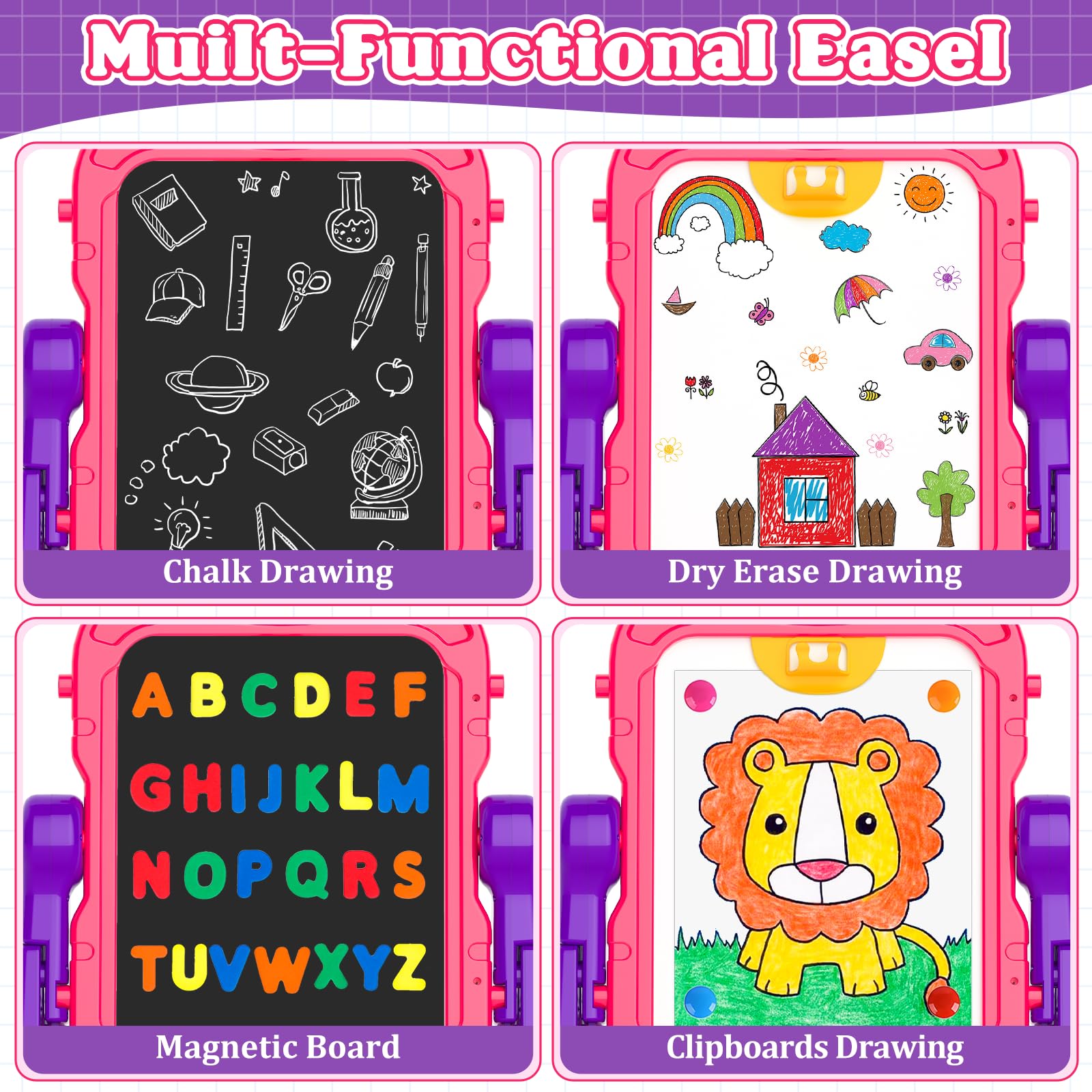 Weudear Kids Easel chalkboard side for bold drawings