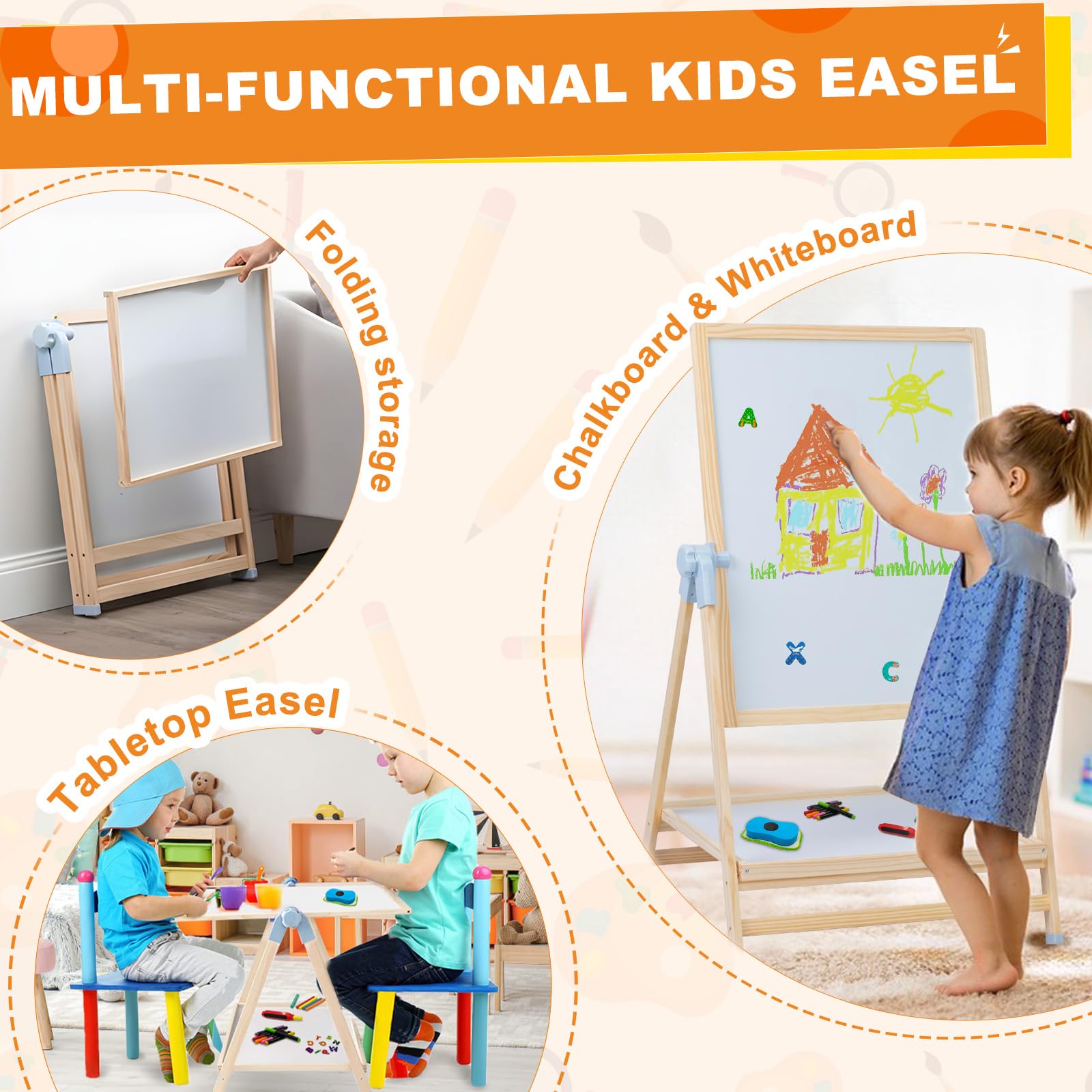 Weudear easel with magnetic letters 38 pieces for literacy play.