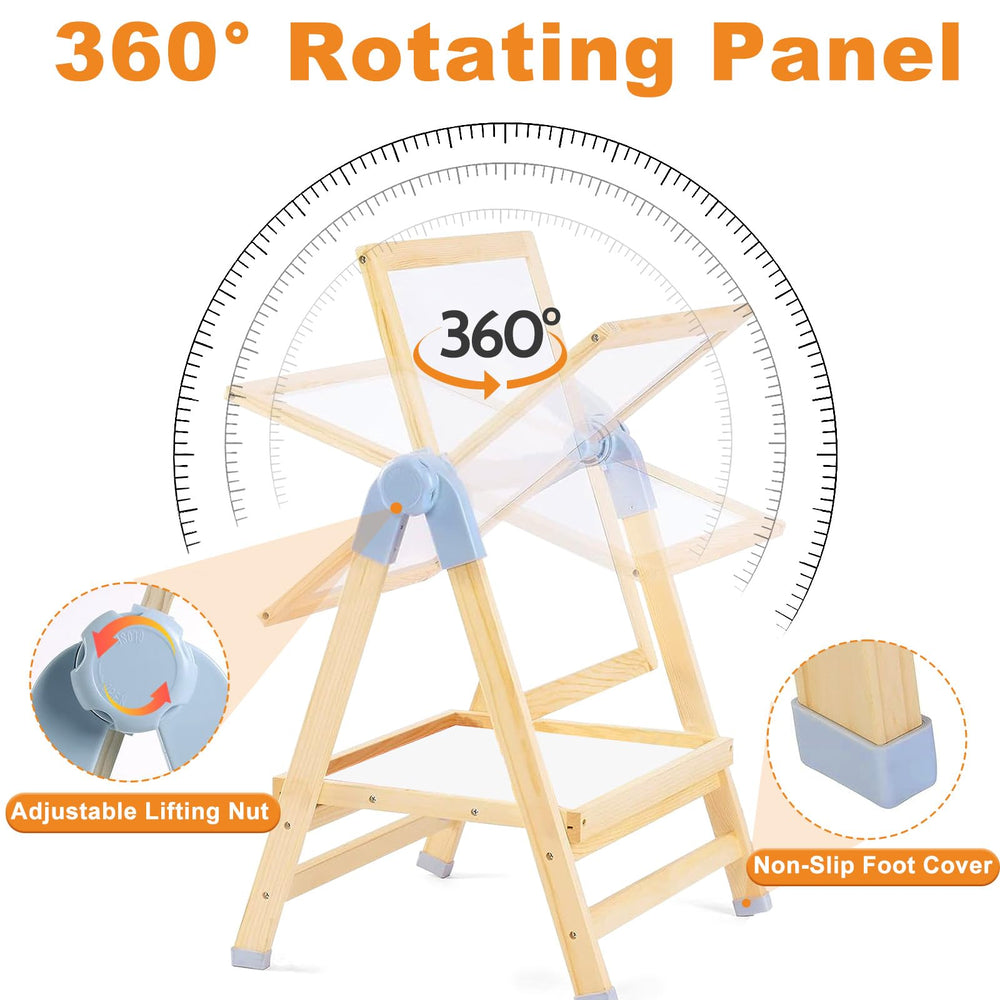 Weudear easel wooden standing model suitable for tabletop or floor use.