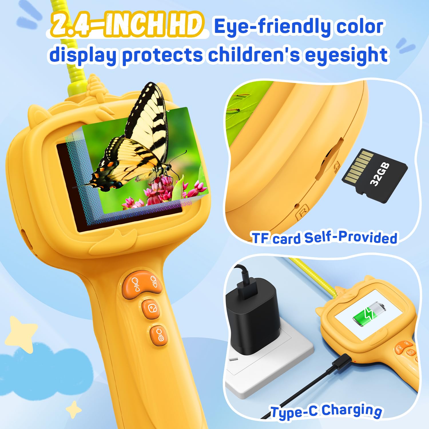 WEWAHIVER Endoscope with 8 adjustable LEDs for bright illumination in any setting.