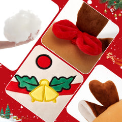 WEWILL Christmas Deer Plush Bells Detail, ginger bell accents enhance festive vibe.