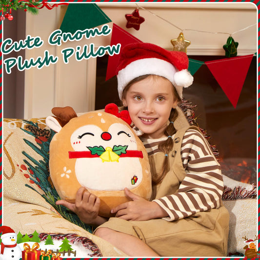 WEWILL Christmas Deer Plush Face Closeup, soft texture ideal for hugs.