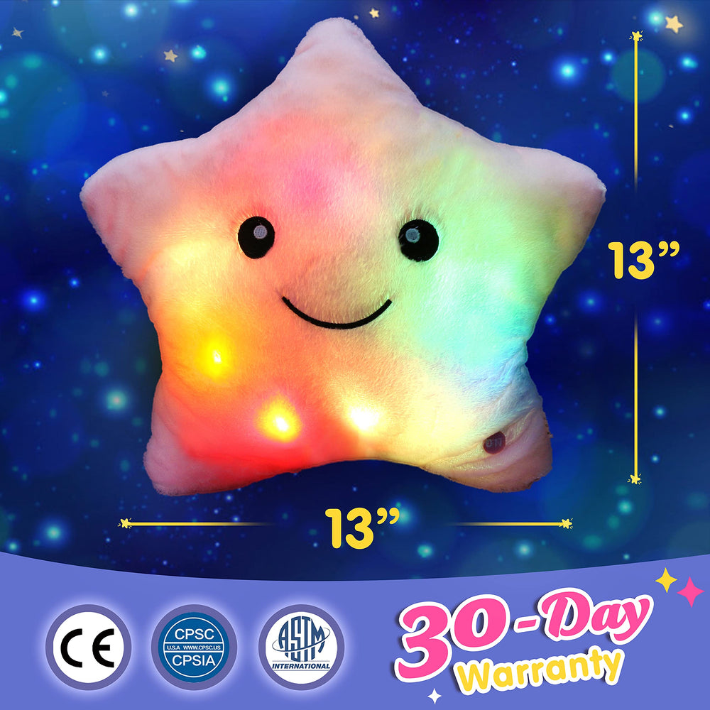 WEWILL Embroidered eyes on star pillow ensure kid-safe play.
