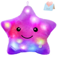 WEWILL Twinkle Star LED pillow in purple for cozy night decor
