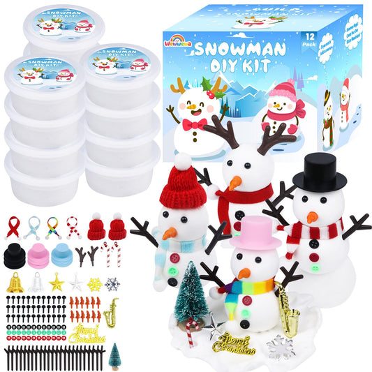 Wewwewa Snowman Kit inside content showing all pieces for 12 snowmen
