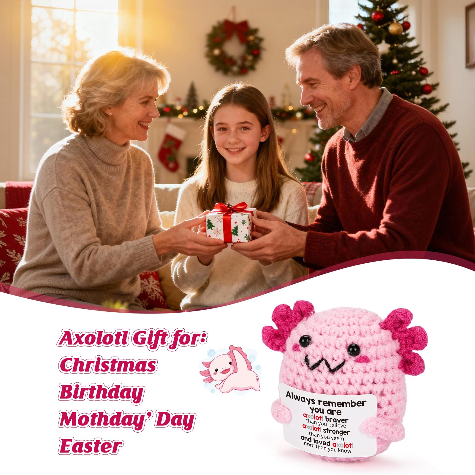 WEYON Christmas stocking axolotl, small cuddle gift for holiday joy.