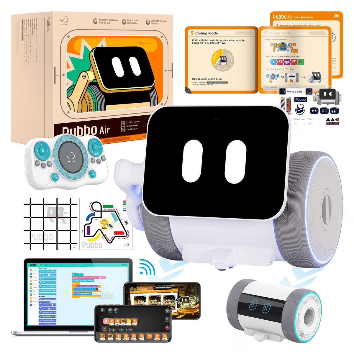 WhalesBot Pubbo Air tap wake activates a friendly robot for immediate interactive play