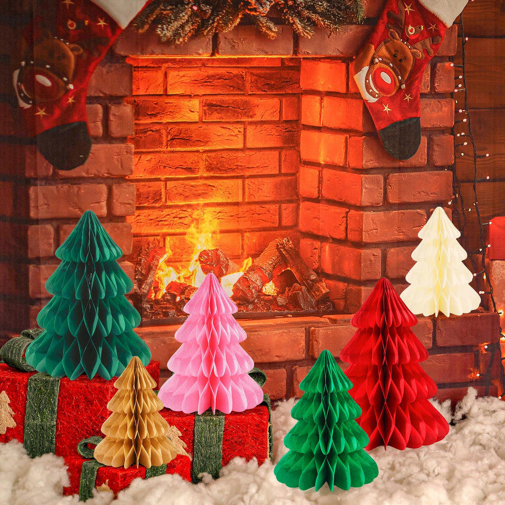 Whaline Christmas honeycomb beige centerpiece with subtle holiday glow.