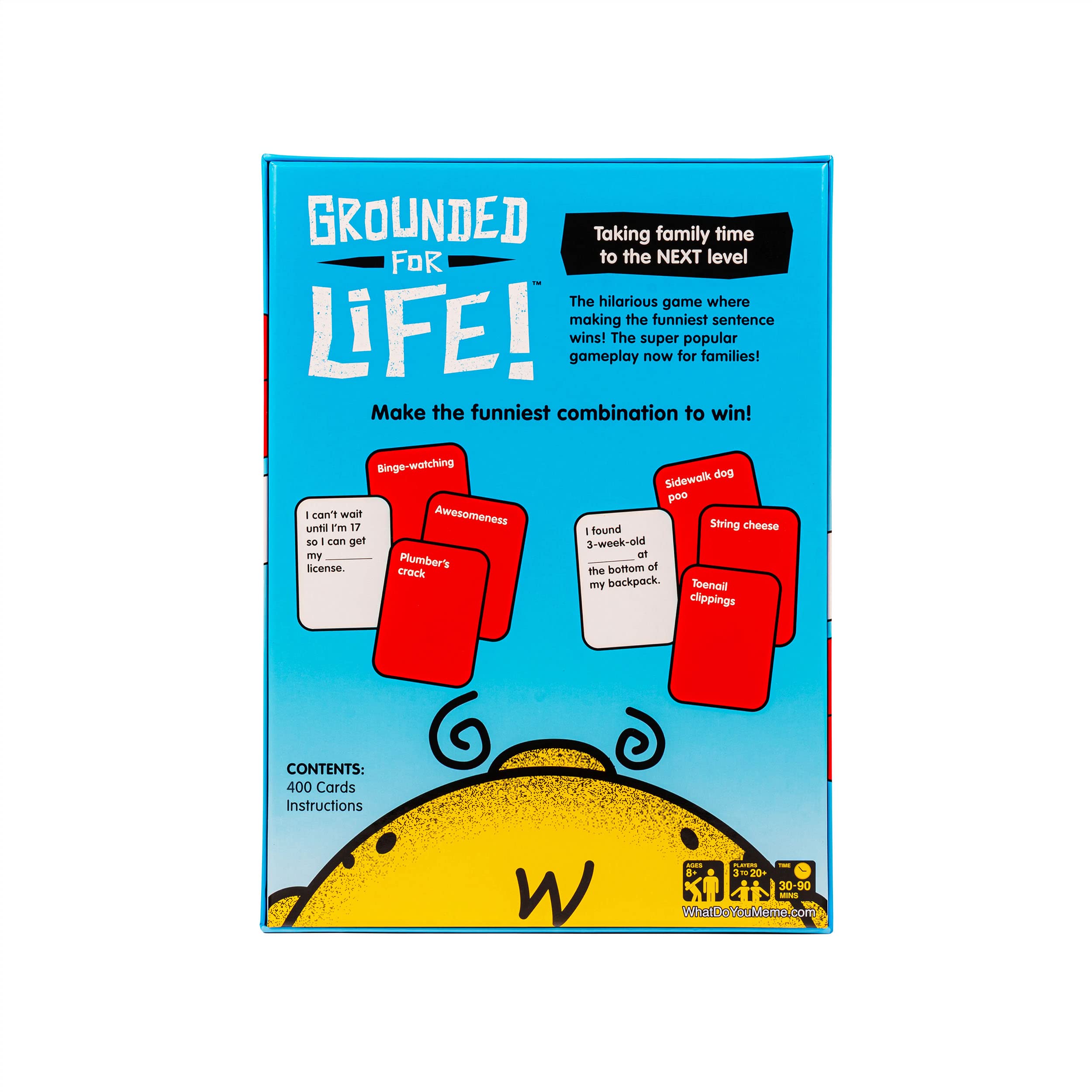 What Do You Meme? Grounded for Life instructions guide quick setup and play.