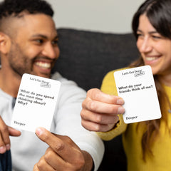 WHAT DO YOU MEME? Let’s Get Deep After Dark expansion use box promotes playful intimacy and conversation.
