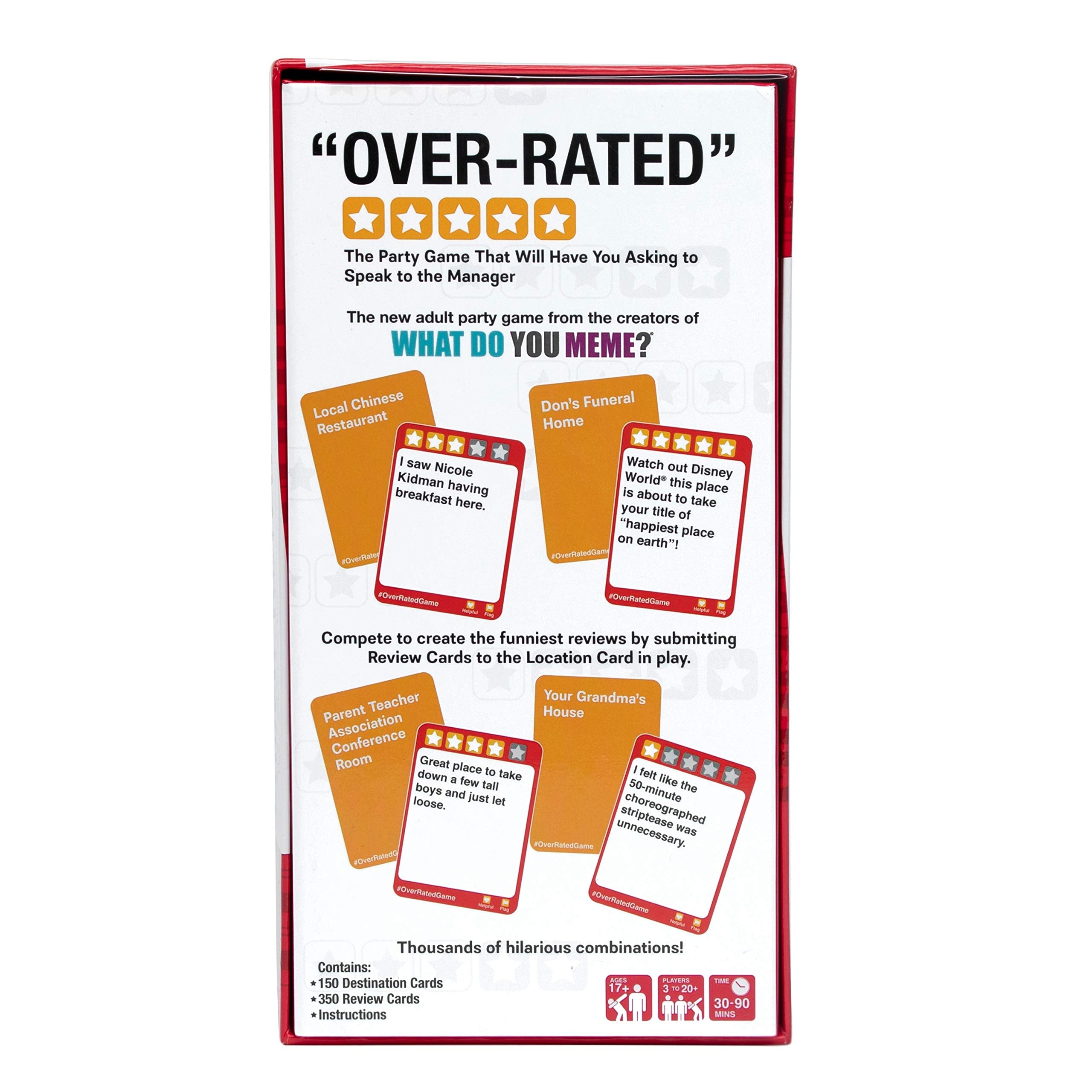 WHAT DO YOU MEME? Over-Rated contents inside the box enable nonstop game nights.