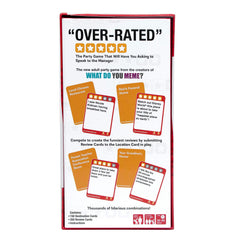 WHAT DO YOU MEME? Over-Rated contents inside the box enable nonstop game nights.