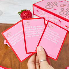 WHAT DO YOU MEME? spread of Sip or Spill cards highlighting variety and replay value