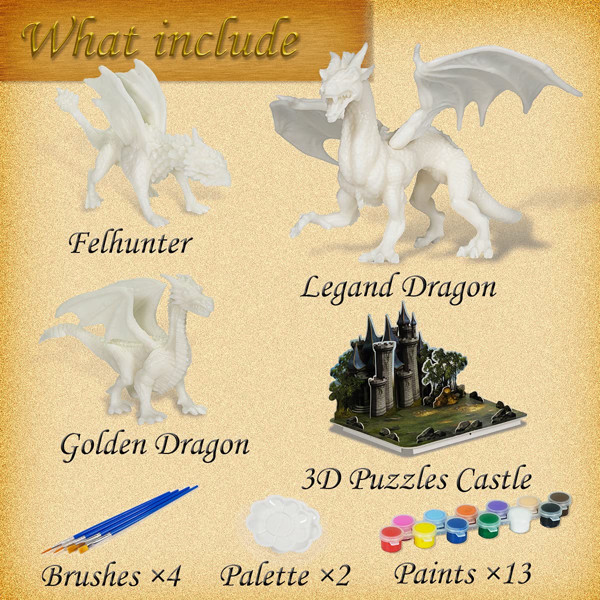 Whatstem dragon monster 3D castle puzzle to assemble a magical scene.