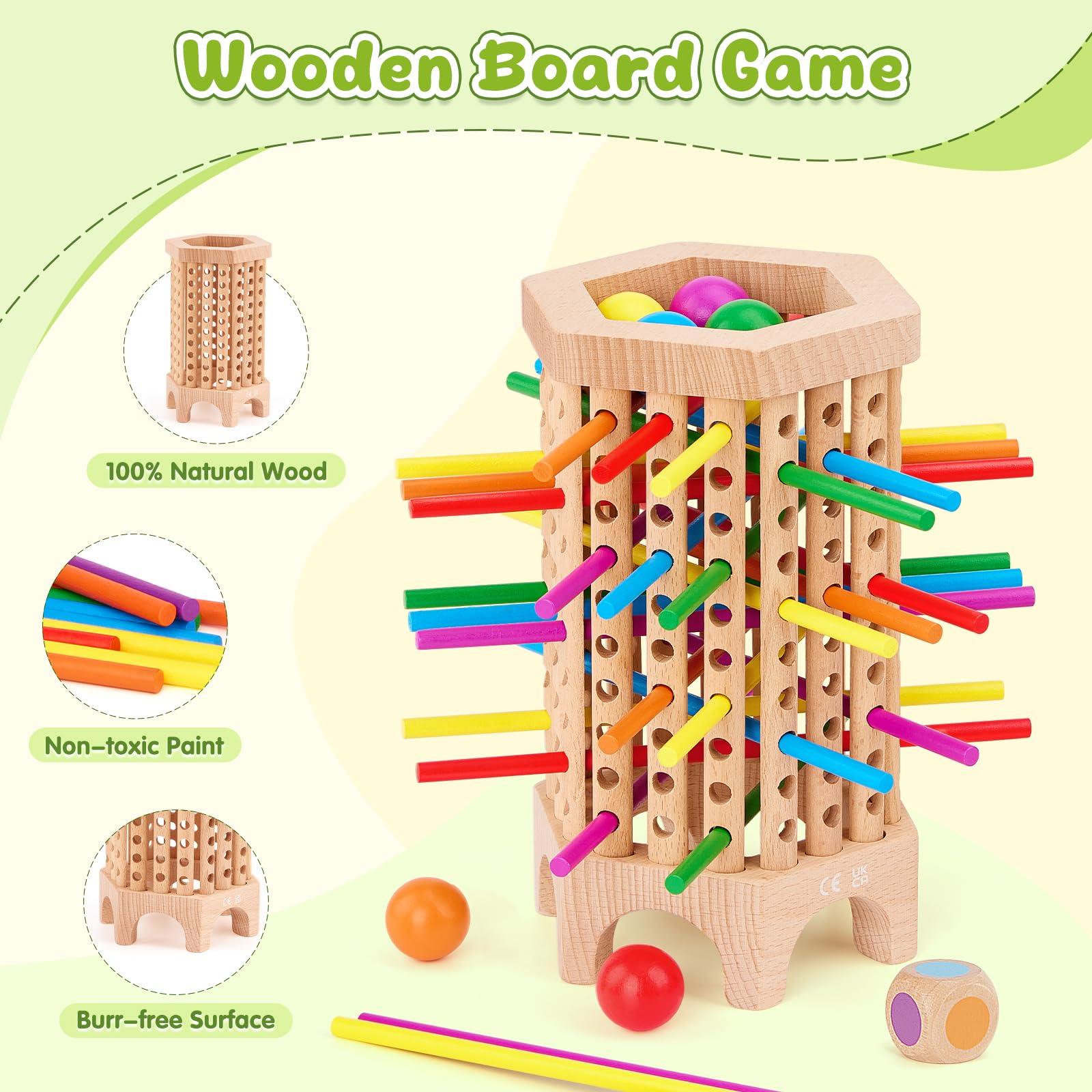 WhimsiPlay beechwood material emphasizing durability and smooth texture.