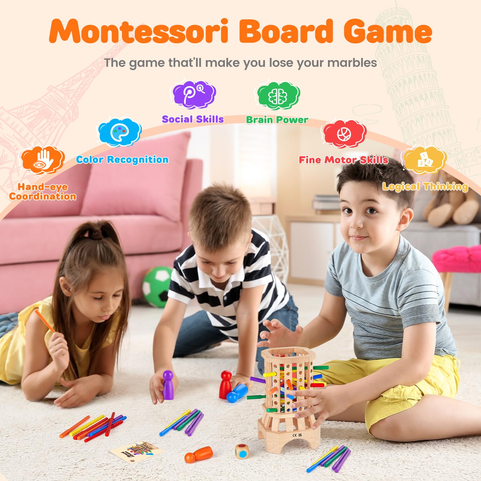 WhimsiPlay colorful sticks close-up highlighting color recognition and placement.