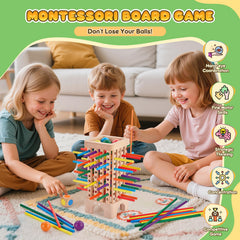 WhimsiPlay wooden balls and dice used in strategic play.