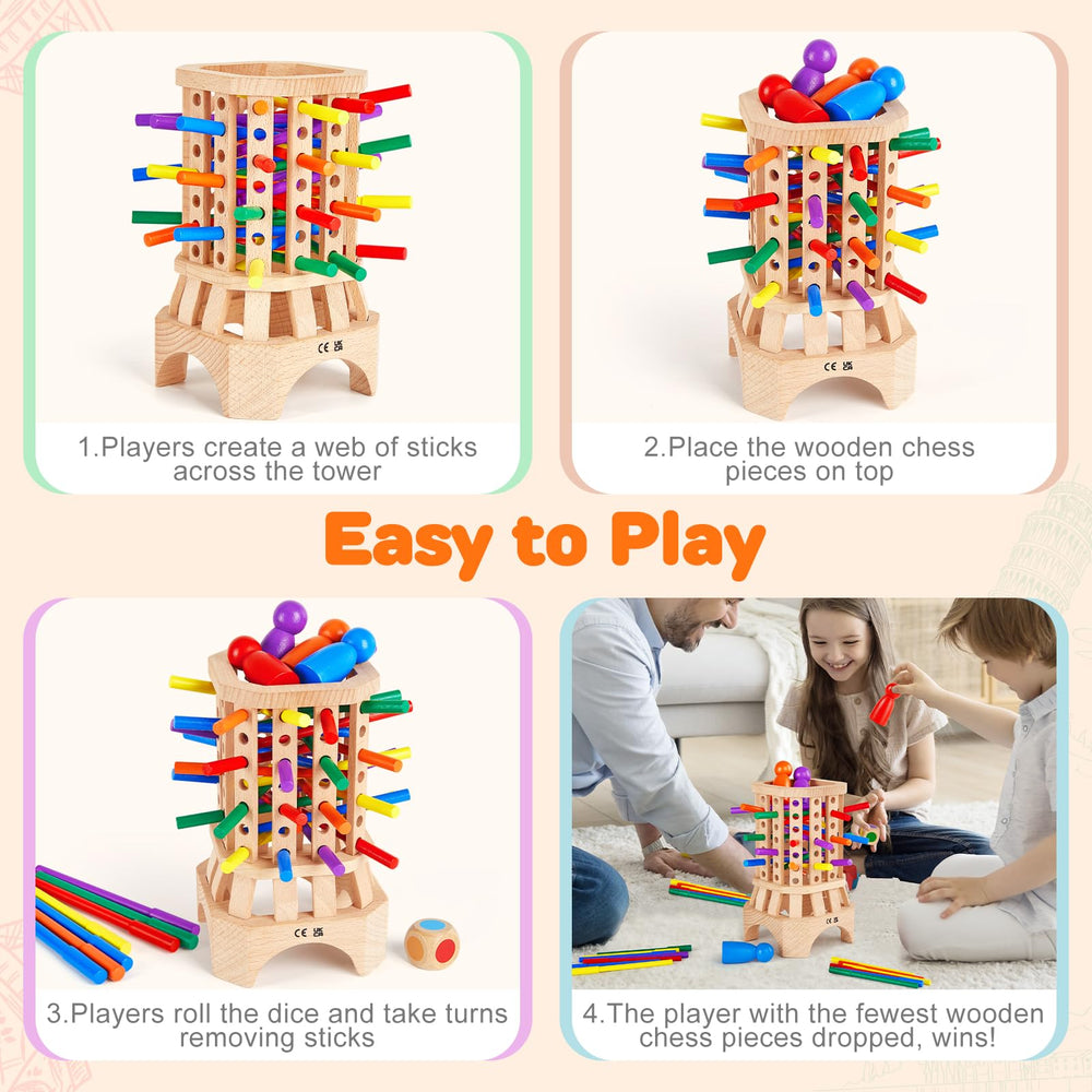 WhimsiPlay wooden chess pieces with sticks support calm strategy sessions.