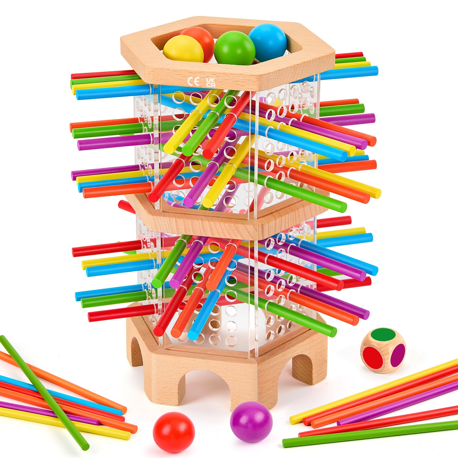WhimsiPlay Montessori board game sticks – color and movement boost creativity and focus.