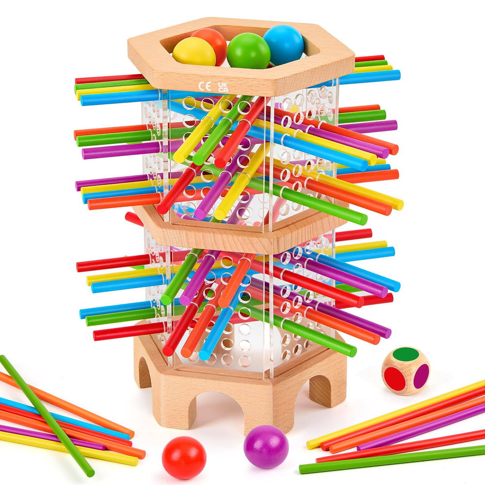WhimsiPlay Montessori board game sticks – color and movement boost creativity and focus.
